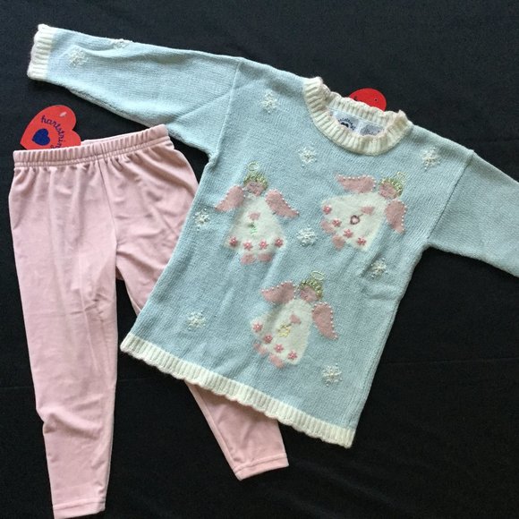 NWT Vintage Hartstrings holiday sweater leggings set